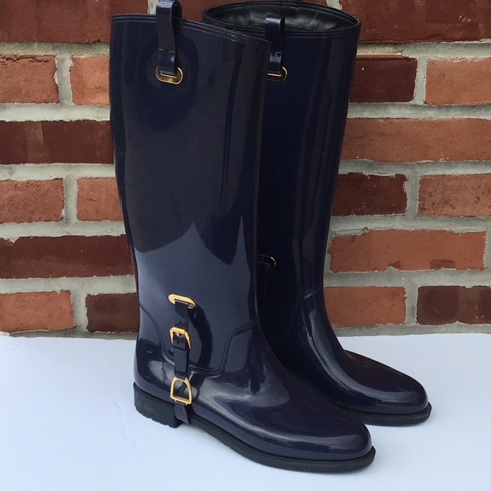 Ralph Lauren Collection, Blue Rubber Odette Rainboots. Rain Boots 40 Never Worn